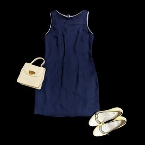 Vintage navy blue boatneck mini-dress